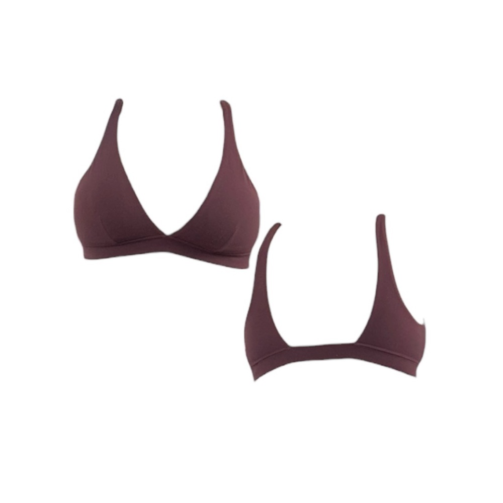 Wireless V-Neck Workout Bra in Plum